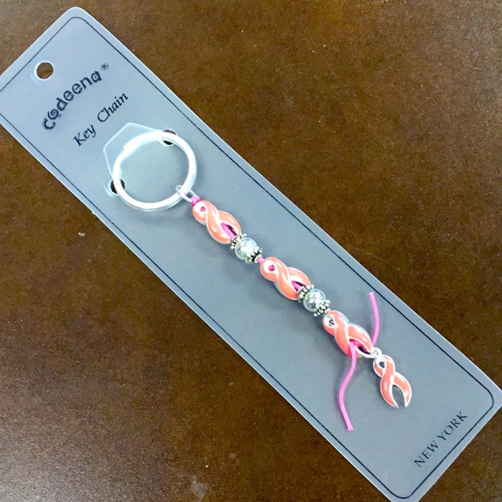 Pink Ribbon Breast Cancer Keychain new